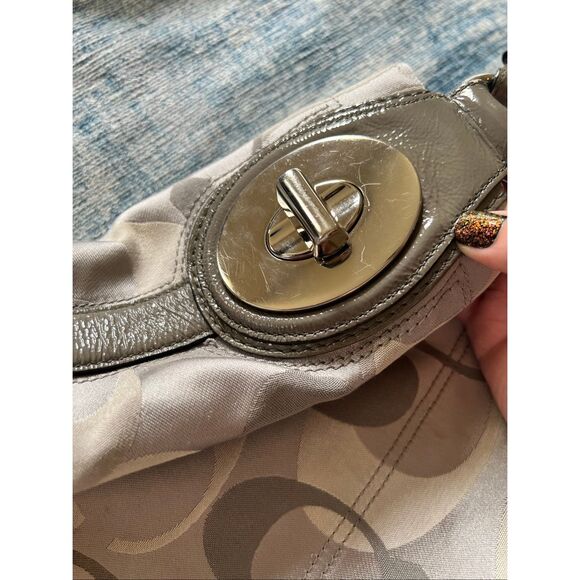 Coach Silver Gray Penelope Optic Jacquard C Monogram Hobo Shoulder Bag F17476 - Picture 9 of 12